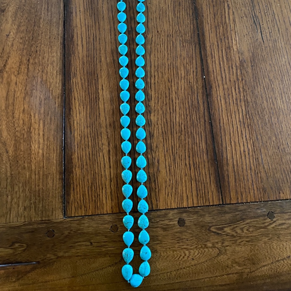 Long strand turquoise necklace